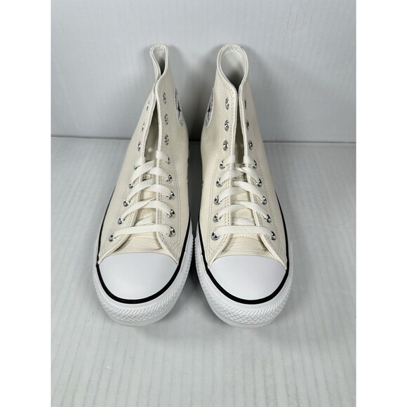 Size 8 Mens Converse Chuck Taylor All Star Leather HIGH TOP OFF White A05593C - Picture 3 of 9